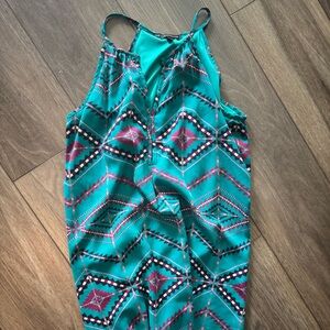 Green and Pink Halter Mini Sundress Casual